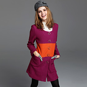 TS Wool Blend Color Block Modern Coat