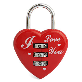 3-Digit Heart-Shaped Luggage Padlock(Red)