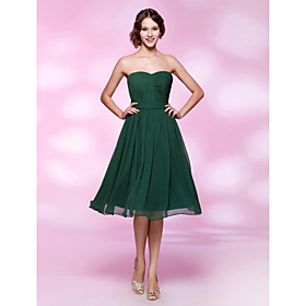 A-line Princess Strapless Sweetheart Knee-length Chiffon Cocktail Dress