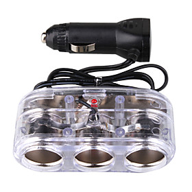 Triple-way Portable Car Cigarette Lighter Charger Socket