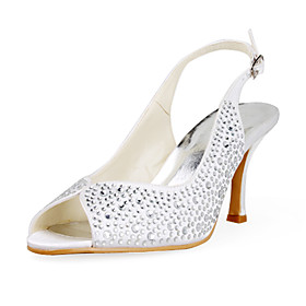 Satin Upper Stiletto Heel Peep Toe Wedding Shoes More Colors Available