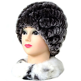 TS Adjustable Round Rabbit Fur Hat