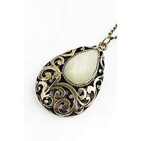 TS Tear Drop Carved Pendant Necklace