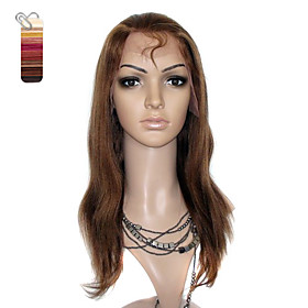 Full Lace Medium Long Yaki Straight 100% India Reme Hair Wig 26 Colors To Choose