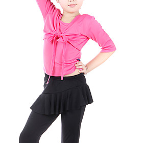 Activity: Latin Dance Gender: Children's Made in: China Type: Outfits Fabric: Polyester Sleeve Length: Half Sleeve Waistline: Natural Embellishment: Bow(s) Show Color: Black, Blue, Fuchsia, Purple Occasion: Practice Season: Spring, Fall, Winter, Summer Net Weight: 0.4Kg Shipping Weight: 0.45Kg Tips: Includes 1 top and 1 bottom , Color may vary by monitor Dancewear Polyester With Bow Practice Latin Top and Culottes 2 Pieces Set for Kids More Colors