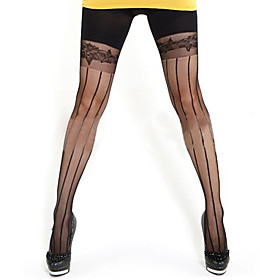 TS Lace Striped Body Shaping Pantyhose
