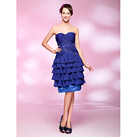 A-line Sweetheart Knee-length Sequined  Chiffon Cocktail Dress