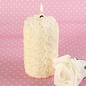 Ivory Delicate Rose Pillar Candles
