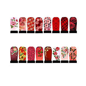 12pcs Nail Foil Art Armour Wraps Patch Stickers-Red Series