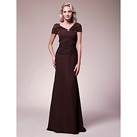 Sheath/Column V-neck Floor-length Chiffon Mother of the Bride Dress