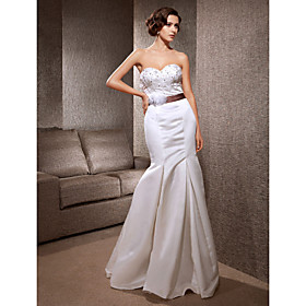 Trumpet/ Mermaid Sweetheart Sweep/Brush Train Satin Wedding Dress