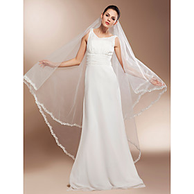 One-Tier-Kathedrale Hochzeit Schleier mit fertigen Rand