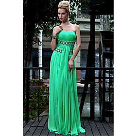 Sheath/ Column Strapless Floor-length Chiffon With Crystal Detailing/ Draping Ready-to-Wear Evening Dress