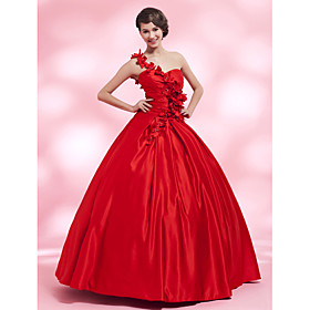 Ball Gown One Shoulder Floor-length Satin Evening Dress