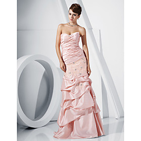 Trumpet/ Mermaid Strapless Floor-length Taffeta Evening Dress
