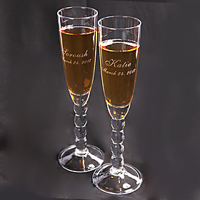 Personalized Cyrstal Balls Stem Toasting Flutes