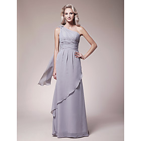 Sheath/Column One Shoulder Floor-length Chiffon Mother of the Bride Dress