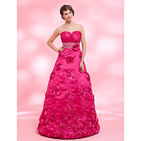 A-line Sweetheart Floor-length Taffeta Evening Dress