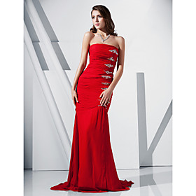 Chiffon Trumpet/ Mermaid Strapless Sweep Train Evening Dress inspired by Shuan Robinson
