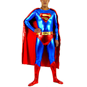 Red and Blue Shiny Metallic Men Spandex Zentai Inspired by Superman