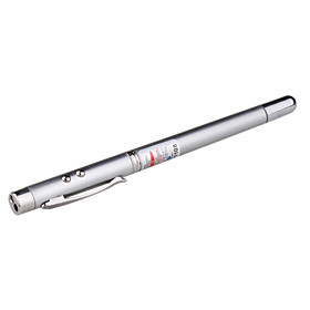 4 in 1 Red Laser Pointer Ball Pen Light Torch Silver Used as Ferule
