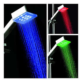 3-inch Square 9–LED Shower Head (Plastic, Chrome Finish)