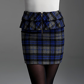 Occasions: Work Silhouette: Bandeau Style: Check, Formal Fabric: Tweed, Wool Season: Winter Color: Purple Length: Ankle-length Price: US 20~40 Look After Me: Machine wash, Dry clean only Size: S, M, L, XL Special Suggestion: Please choose one size larger according to your normal size. TS Purple Checkered Skirt