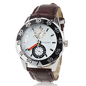 Classcial PU Quartz Wrist Watch With Brown Band For Men | 11.29 USD