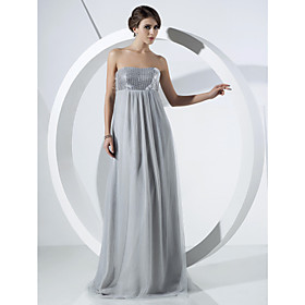 Sheath/ Column Strapless Floor-length Tulle Evening Dress