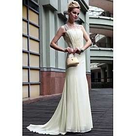 Trumpet/ Mermaid Straps Sweep/ Brush Train Chiffon With Draping/ Sequins Ready-to-Wear Evening Dress