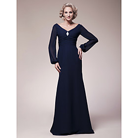 Trumpet/Mermaid V-neck Floor-length Chiffon Mother of the Bride Dress