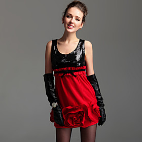 TS Two-Tone Sequin Floral Wool Blend Dress