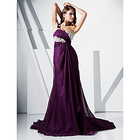 Chiffon Trumpet/Mermaid One Shoulder Sweep Train Evening Dress inspired by Kim Kardashian