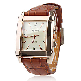 Casual PU Quartz Wrist Watch With Brown Band For Men | 14.99 USD