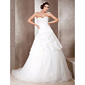 Ball Gown Sweetheart Chapel Train Taffeta Pick-Ups Wedding Dress