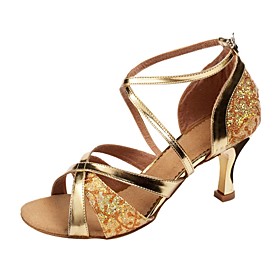Customize Performance Dance Shoes Leatherette/ Paillette Upper Latin Shoes for Women Customize Performance Dance Shoes Leatherette/ Paillette Upper Latin Shoes for Women