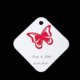 Personalized square tags - Red Butterfly (set of 36) Personalized square tags - Red Butterfly (set of 36)