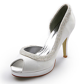 Top Quality Satin Upper High Heels Peep-toes With Sequin Wedding Bridal Shoes.More Colors Aailable(0984-R-005)