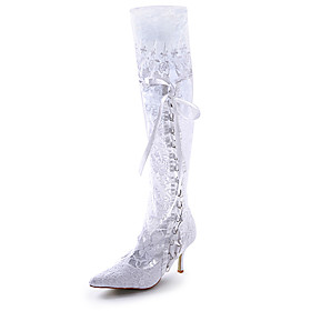 Top Quality Satin Upper High Heel Closed-toes Wedding Boots / Wedding Shoes.More Colors Available