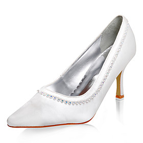 Top Quality Satin Upper High Heel Pumps With Rhinestone Wedding Bridal Shoes