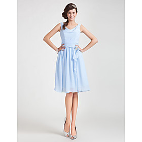 A-line Cowl Knee-length Chiffon Bridesmaid Dress