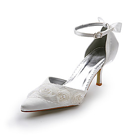 Top Quality Satin Upper High Heel Closed-toes With Rhinestone Wedding Bridal Shoes