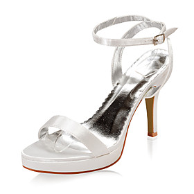 Satin Upper High Heel Open-toes Wedding Bridal Shoes