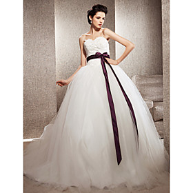 Ball Gown Sweetheart Tulle Chapel Train Wedding Dress inspired by Kate Huds in Bride Wars