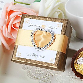 Personalized Chocolate Favor Box with Heart Decoration (Set of 24)