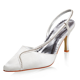 Top Quality Satin upper High Heel Closed-toes with Rhinestone Wedding Bridal Shoes