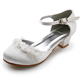 Top Quality Satin Upper Low Heel Closed-toes Flower Girls Shoes/ Wedding Shoes.More Colors Available
