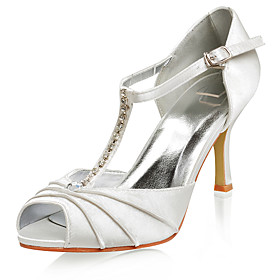 Top Quality Satin Upper High Heel Peep-toes With Rhinestone Fashion Shoes