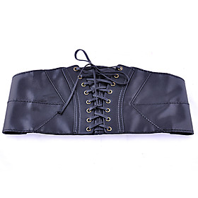 Style: Modern Fabric: PU / Leather Color: Nude, Grey, Red, Black, Brown Size: F ACCESSORIES: Belt BELT SILHOUETTE: Wide Belt TS Vintage Wide Elastic Girdle