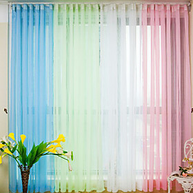 Solid Contemporary Fold Sheer Curtains (Pair)